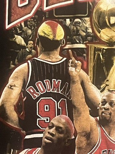 Rodman Chicago Bulls Shirt Mens Medium Black Short Sleeve NBA Basketball Dennis - Picture 6 of 13