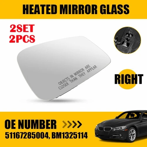 2X Passenger Right Power Heated Mirror Glass For BMW 320i 328d 328i 428i 440i EJ
