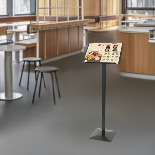 Metal Menu Stand, Black Speech Presentation Stand, Floor Standing Menu ...