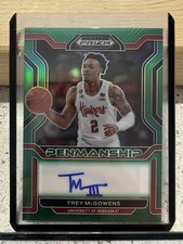 2022-23 Panini Prizm - Penmanship Trey McGowens #CP-TMC Green Prizm (AU, RC)
