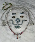 13pc Vintage Estate Modern Costume AB Rhinestone Plastic Glass Jewelry Lot  2