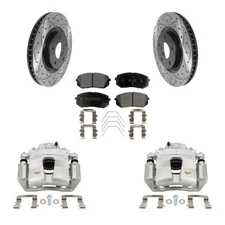 Front Brake Rotors Pads Calipers Kit for Hyundai Sonata 2016-2019 oe4W Slotted