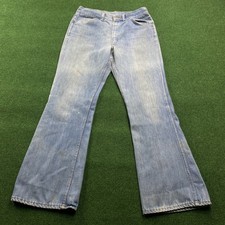 Vintage 70S Flare Jeans Mens 32 Blue Denim Bell Bottom Hippie FITS 32x30 USA