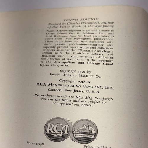 The Victor Book of the Opera Charles O'Connell 1936 Tenth Edition RCA - Picture 3 of 5