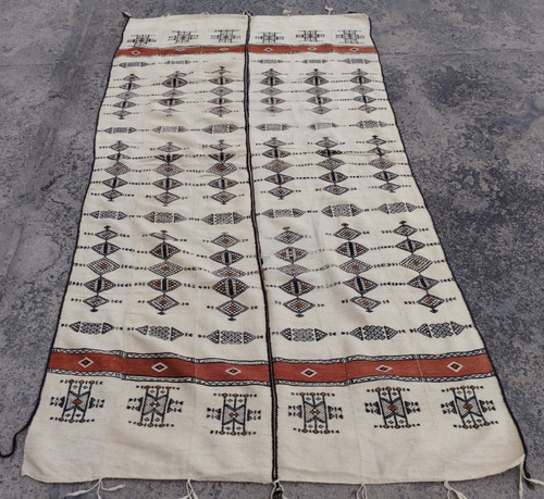 Vintage Traditional Oriental Fulani Multicolor Wool Kilim Rug Carpet 238x125 cm