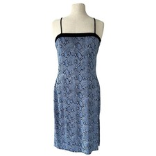 Vintage 90’s Eye Candy Stretchy Blue Snakeskin Square Neck Mini Dress