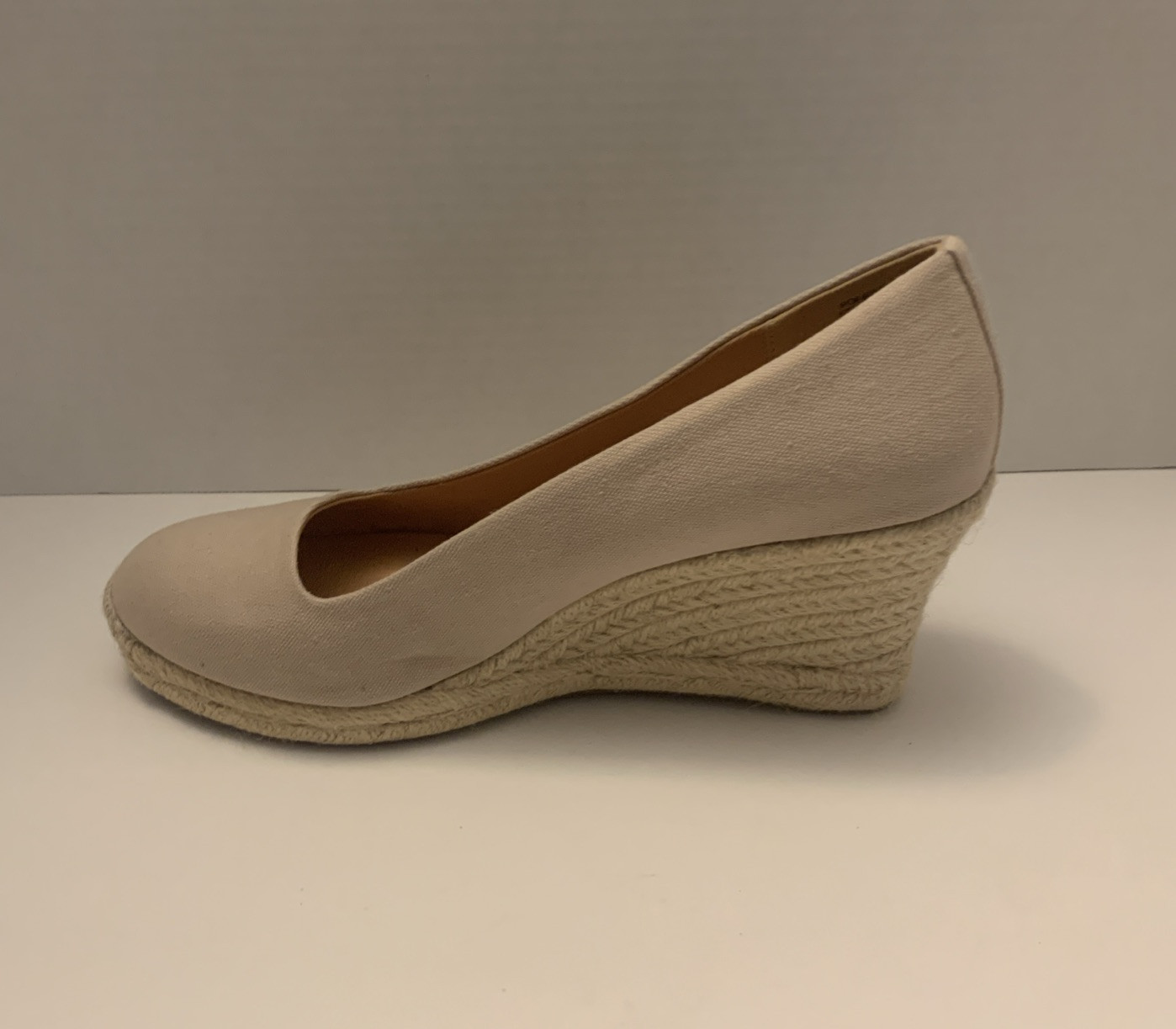 J. Crew Seville Pump Women's Size 9.5 Wedge Heel Espadrille Tan Canvas Slip On