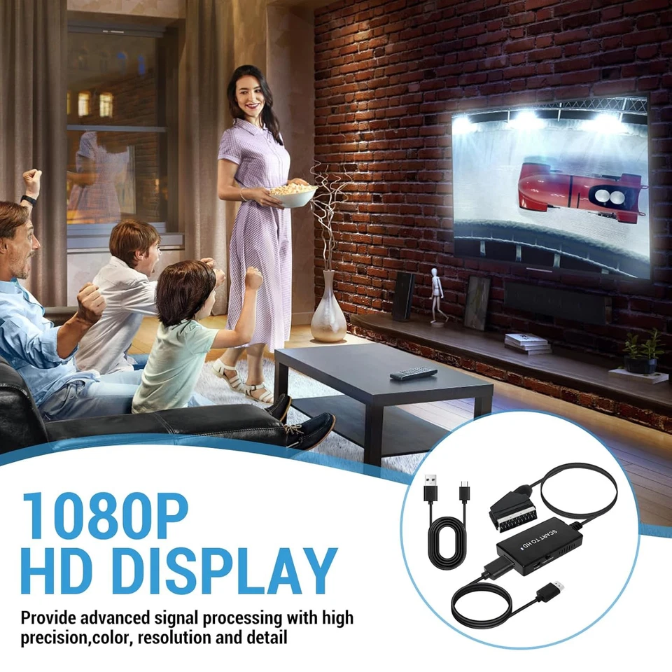 Scart auf HDMI Konverter Adapter Video Audio Wandler für HDTV STB VHS X-Box PS3 - Bild 4 von 4