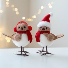Red Scarf Foam Christmas Bird Ornament Cute Home Xmas Winter Decor Party Gift