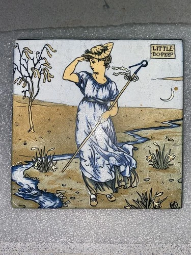 AETCo American Encaustic Tile TEA TILE Little Bo Peep WALTER CRANE Nursery Rhyme