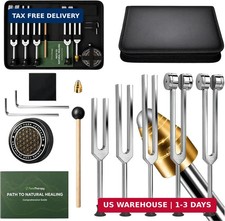 5 in 1 Tuning Forks for Healing Set, 5 Frequencies 128Hz, 136.1Hz, 256Hz, 384Hz