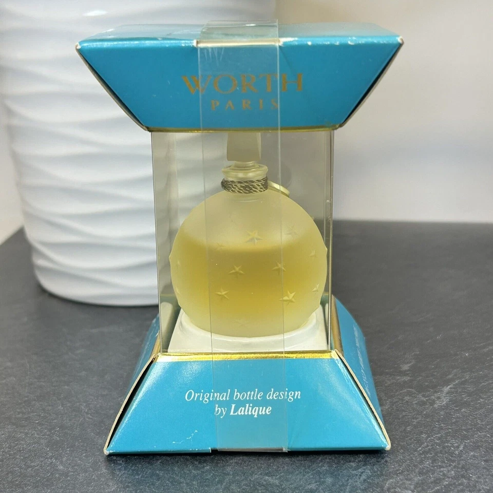 Винтажная туалетная вода WORTH от JE Reviens 1 унция LALIQUE бутылка с матовой звездой ЗАПЕЧАТАННАЯ со шнуром РЕДКАЯ - Изображение 4 из 4