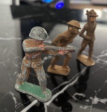 Vintage Antique WWI Lot of 3 Metal Toy Soldier Cast Lead Army Figures FREE SHIP