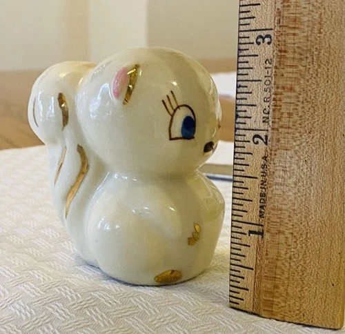Shawnee Pottery Miniature Squirrel Figurine / Gold Trim MINT