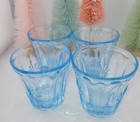 SET OF 4 FOSTORIA BAROQUE AZURE BLUE OLD FASHIONED TUMBLERS