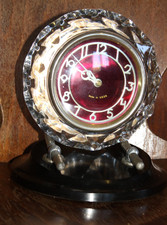  Pendule MAJAK Art Déco - USSR - Cristal taille "diamant" Socle bakélite 1975