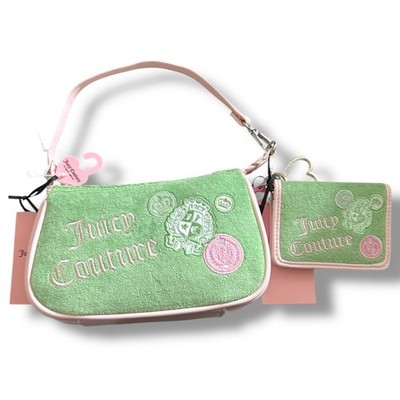 Juicy Couture Retro Green Juicy Girl Rule Wristlet & Card Case Terry Cloth Set