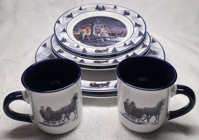 Terry Redlin Winter Wonderland Hadley At Home 8 Pc Dinnerware Set 