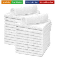 White Cotton Washcloths - Pack of 24 - Super Absorbent Bathroom Face Towels -...