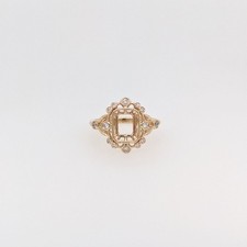 Emerald Cut 8x6mm Semi Mount Ring 925 Sterling Silver Art Deco Bezel Halo Ring