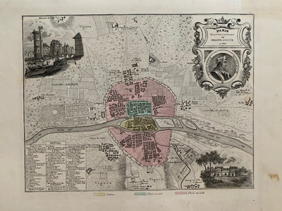 SELTEN - PARIS SOUS PHILIPPE AUGUSTE - ALTE KARTE - GRAVUR - 1883