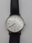 Vintage Acqua by Timex Mens Watch Silver Tone White Dial Black Band Working