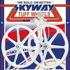 SKYWAY 7 SPOKE 24"x1.75" TUFF II WHEELSET FREEWHEEL WHITE
