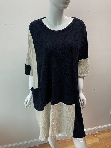 Yohji Yamamoto, Vintage Y’s Yohji Yamamoto B/W Colorblock Oversize Wool Tunic Dress - Sz M