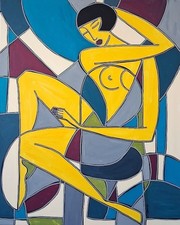 KLEYMAN Tableau Cabaret Unique 73x60 " Folies Bergeres à Paris" Direct Artiste