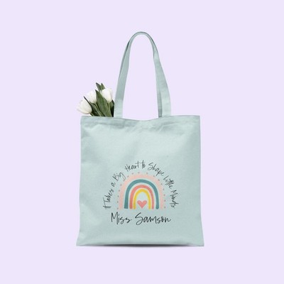 Personalized Teacher Tote Bag It Takes A Big Heart to Shape Little Minds Bag