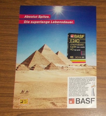 Seltene Werbung BASF chromdioxid super HG E 240 Beta VHS Videocassetten #2 1984