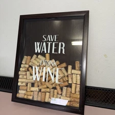 Wine Cork Shadow Box Display Holder 20x16” Rustic Wall Décor Frame - Wall Hangin