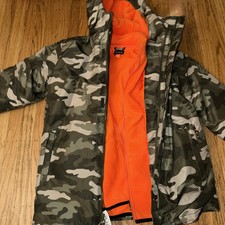 Childrens Place Boys 3-in-1 Camoflauge Jacket Winter Orange Fleece XXL NWT