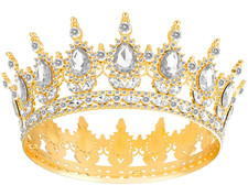 Women Crown Queen Tiara for Birthday Wedding Party Decorations, Gold, Elegant