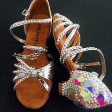 Rhinestone Women's Ankle Strap Latin Shoes Tango Dancing Chunky Heel Fashion OL