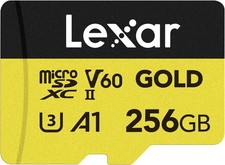 Lexar 256GB Professional Gold Micro SD Card, UHS-II, 256GB, and Black