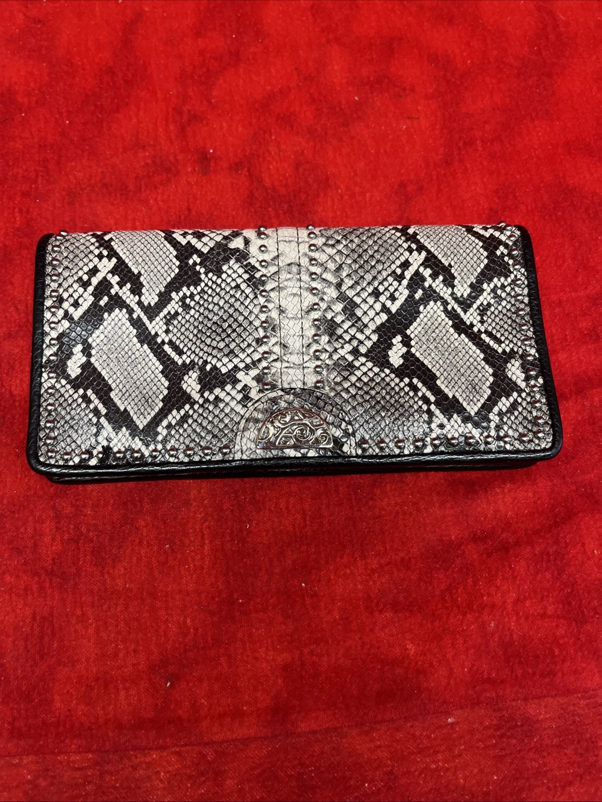 BRIGHTON ROCKMORE LARGY PYTHON BLACK LEATHER WALL… - image 1