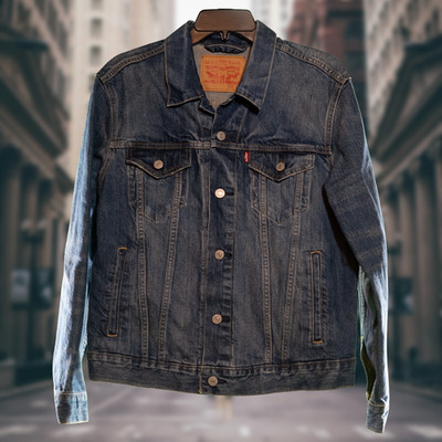 Levi's Trucker Jacket Mens S Small Dark Wash Indigo Denim Button Up 100% Cotton