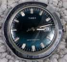 Vintage 1970's Men's Timex Marlin Hexagon Green Dial Date 37mm Wind Watch Runs