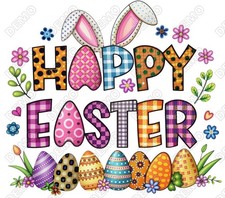 Happy Easter Eggs Bunny DTF Shirt Iron on Transfer