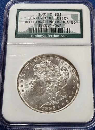 1885-O Morgan Silver Dollar $1 NGC BU BINION Collection! Bright & White