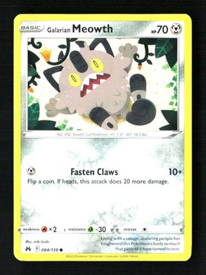Galarian Meowth Common SWSH: Crown Zenith 084/159 NM