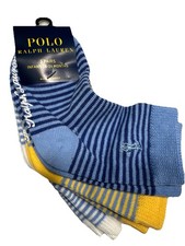 Ralph Lauren Polo Infant Toddler Boys Crew Socks 3 Pair Multi Striped 18-24 Mon