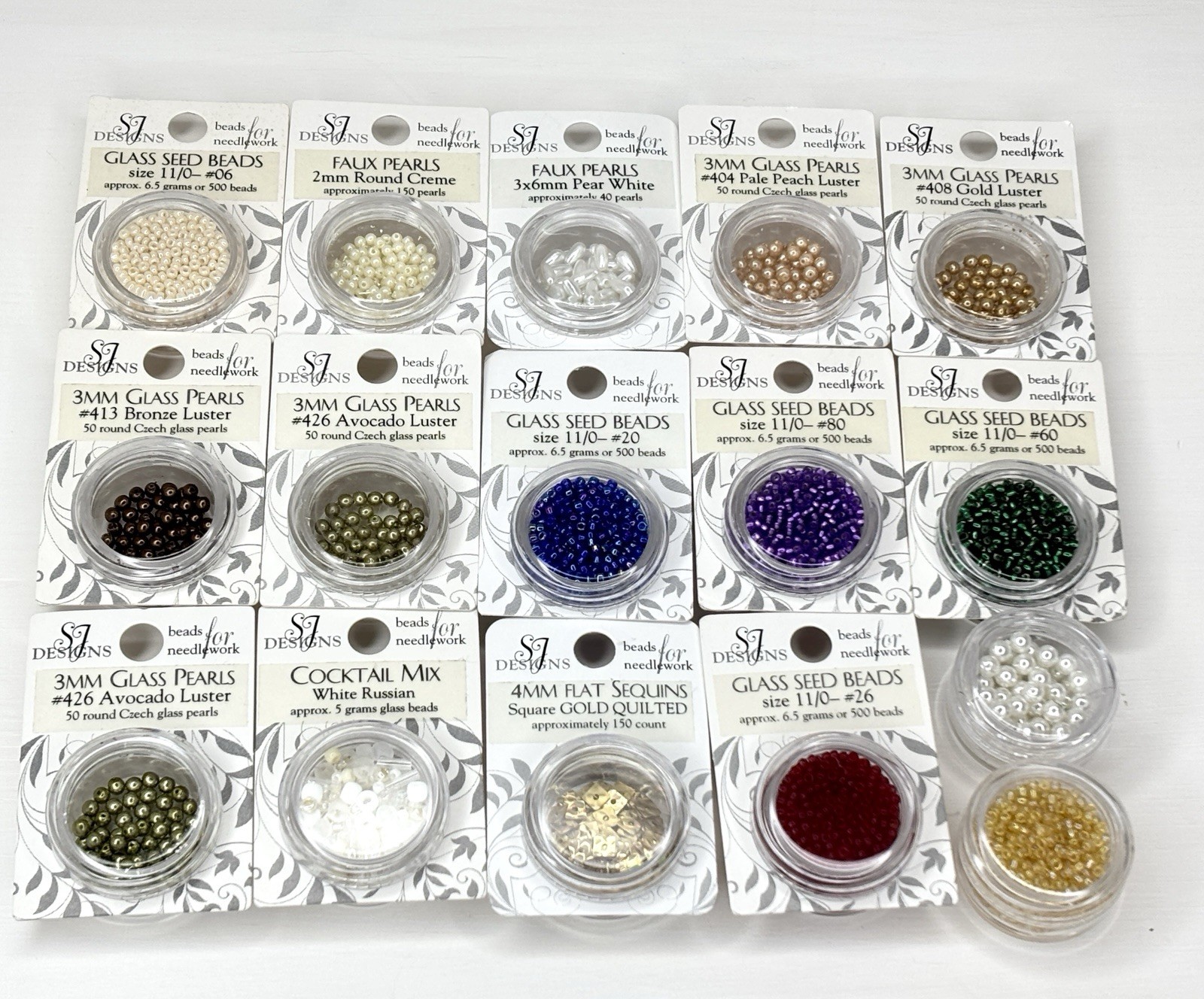SJ Designs Czech Glass Seed Beads Pearls Needlepoint In Embellishments Lot 16