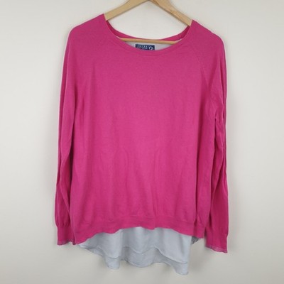 Joules Ellenor Jumper Womens UK 16 Pink Knit Pullover Cotton Wool Blend