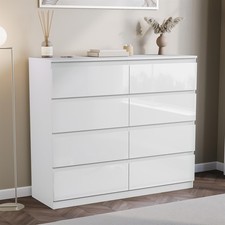 Modern Gloss 8 Drawer Chest of Drawers Storage Wide Cabinet Bedroom Furniture