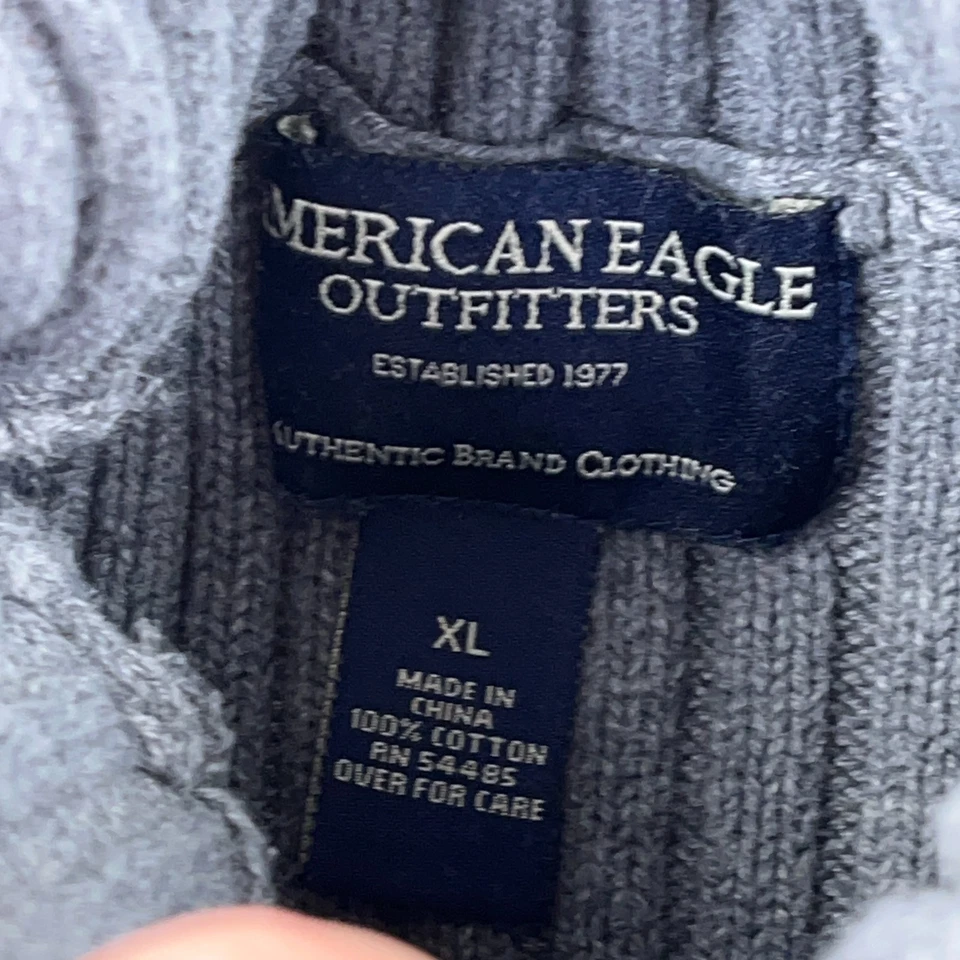 Винтажный Y2K американский орел свитер женщин XL серый ребристый черепаха шеи тяжелая вязка - Изображение 3 из 4