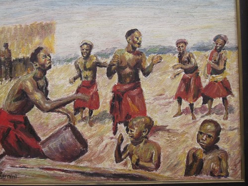 Vintage Kenya Painting of Dancers by Listed Kenyan Artist F. Njiraini - Picture 3 of 8