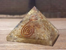 LARGE (50-55mm) CITRINE ORGONE GEMSTONE PYRAMID ORGONITE