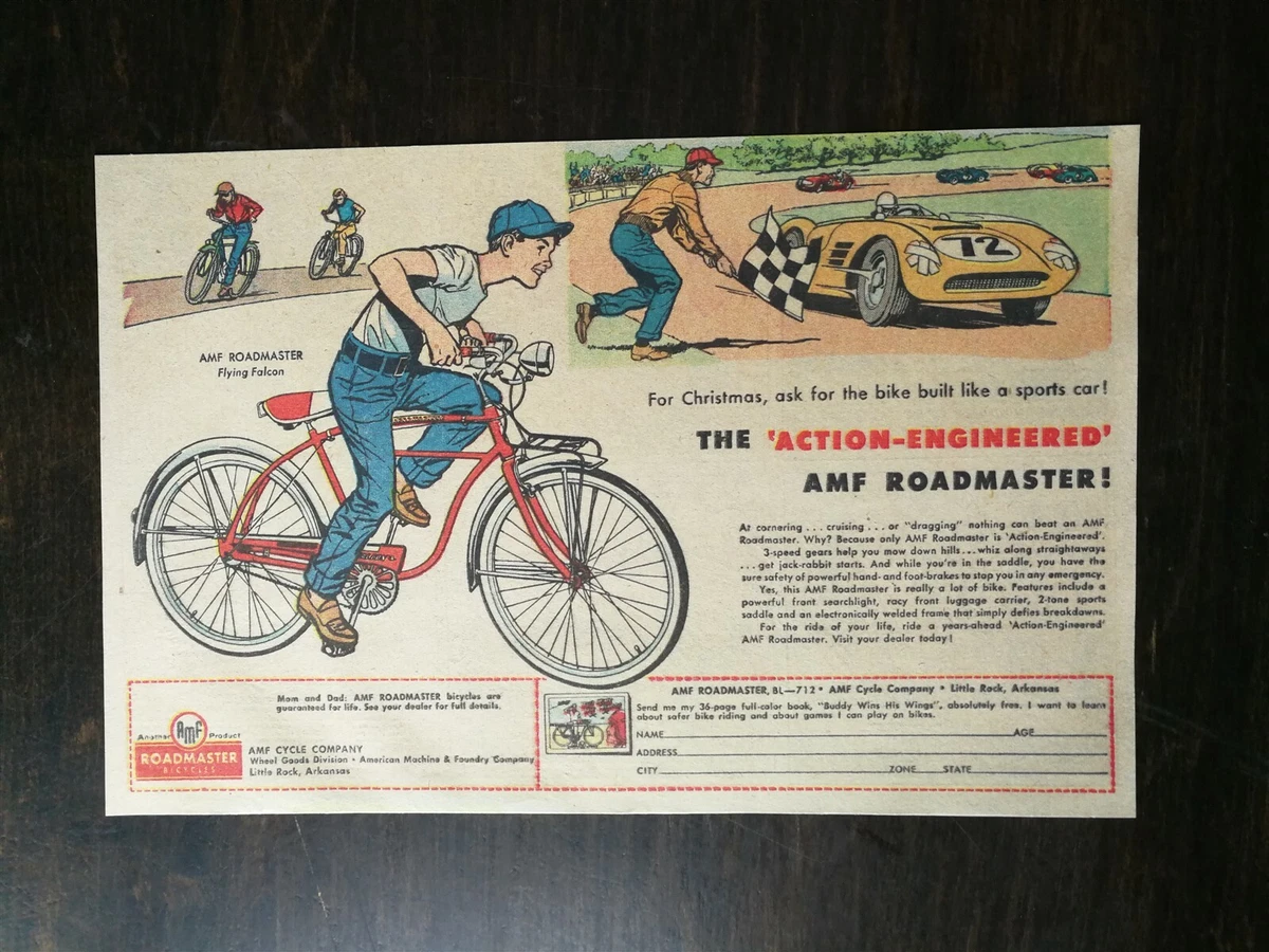 Vintage 1957 AMF Cycle Company Roadmaster Bicycle Original Color Ad eBay